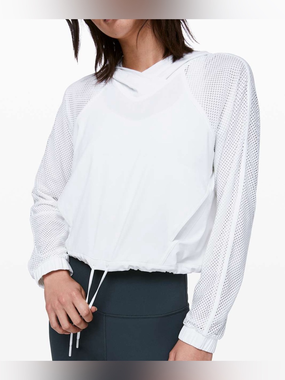 LULULEMON White $98 Catch a Breeze Pullover Hoodie Top Jacket Size 6 #072